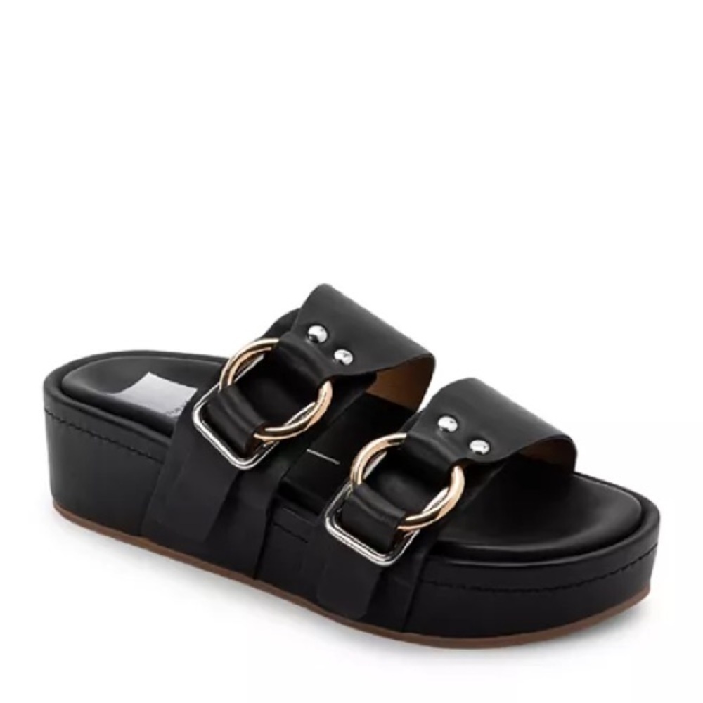 Dolce Vita Cici Black Stella Buckled Platform Slide Sandals Size 7.5 - Picture 3 of 10